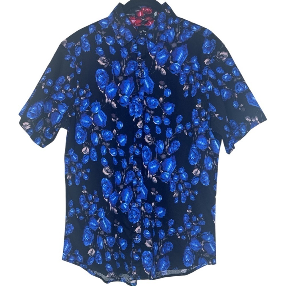 Rock Roll N Soul Blue Rose Button Down Shirt Small